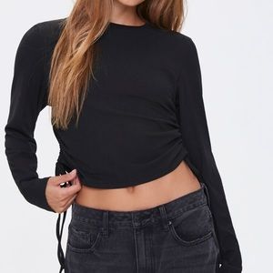 Forever 21 Ribbed Drawstring Crop Top
